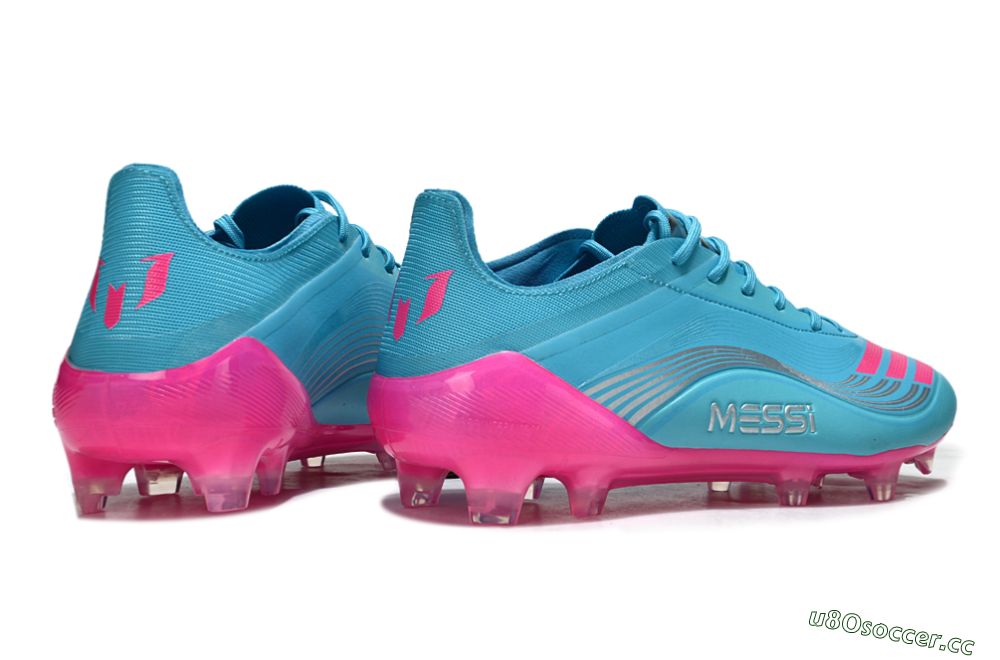 Unisex Messi x Adidas F50 Elite FG Firm Ground Low-Tops Football Boots - Cyan/Pink/Light Blue 6