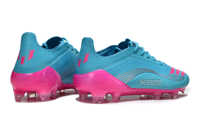 Unisex Messi x Adidas F50 Elite FG Firm Ground Low-Tops Football Boots - Cyan/Pink/Light Blue