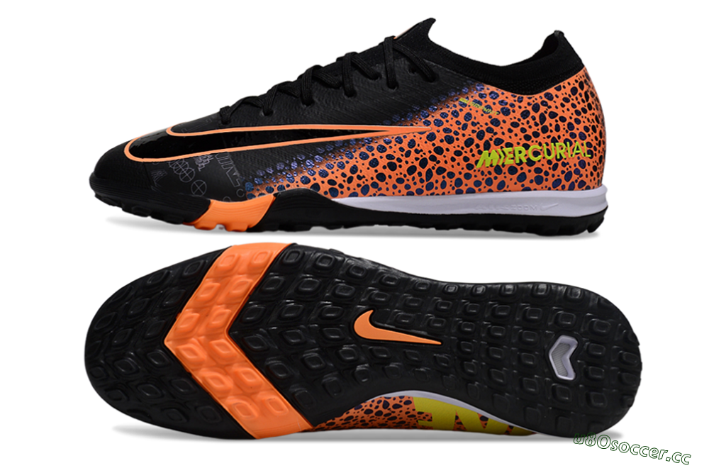 Unisex Nike Air Zoom Mercurial Vapor 16 Elite TF Artificial Turf Low-Tops Football Shoes - Black/Vibrant Orange/Neon Green 1