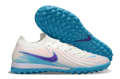 Men's Nike Phantom GX 2 Elite TF Artificial Turf Low-Tops Football Shoes - White/Azure Blue/Purple Fizz