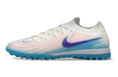 Men's Nike Phantom GX 2 Elite TF Artificial Turf Low-Tops Football Shoes - White/Azure Blue/Purple Fizz