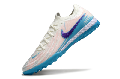 Men's Nike Phantom GX 2 Elite TF Artificial Turf Low-Tops Football Shoes - White/Azure Blue/Purple Fizz