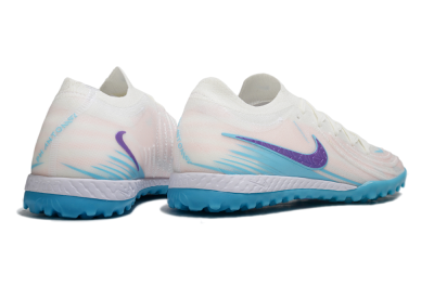Men's Nike Phantom GX 2 Elite TF Artificial Turf Low-Tops Football Shoes - White/Azure Blue/Purple Fizz
