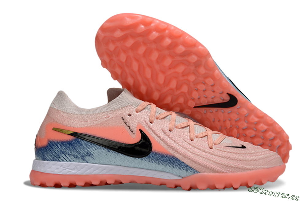 Men's Nike Phantom GX 2 Elite TF Artificial Turf Low-Tops Football Shoes - Pink/Coral Glow/Sky Blue 2