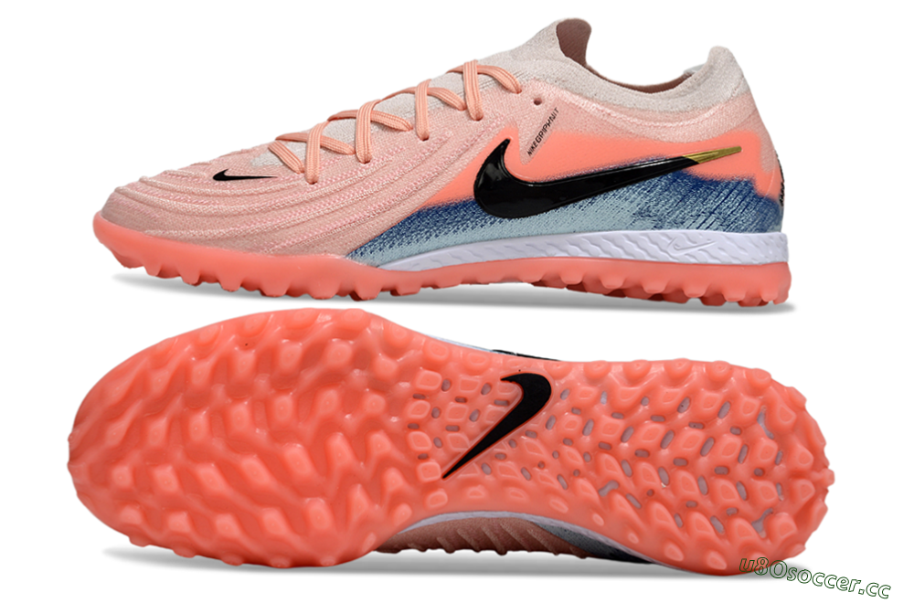 Men's Nike Phantom GX 2 Elite TF Artificial Turf Low-Tops Football Shoes - Pink/Coral Glow/Sky Blue 1