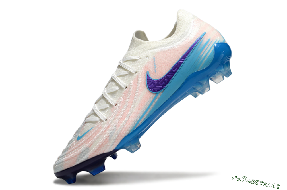 Men's Nike Phantom GX 2 Elite FG Firm Ground Low-Tops Football Boots - White/Sky Blue/Purple 4