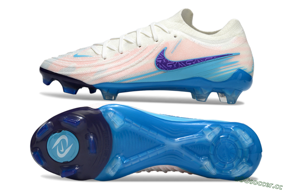 Men's Nike Phantom GX 2 Elite FG Firm Ground Low-Tops Football Boots - White/Sky Blue/Purple 1