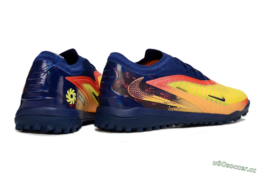 Unisex Nike Phantom 6 Low Elite TF Artificial Turf Low-Tops Football Shoes - Yellow/Sunset Orange/Navy Blue 6
