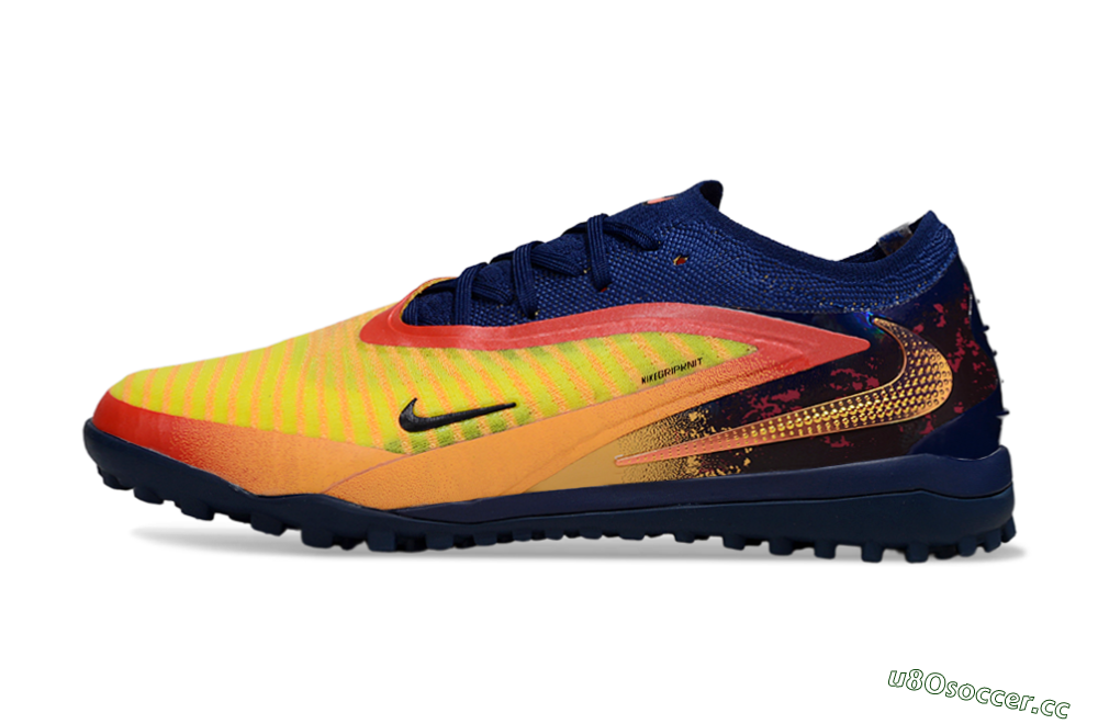 Unisex Nike Phantom 6 Low Elite TF Artificial Turf Low-Tops Football Shoes - Yellow/Sunset Orange/Navy Blue 0