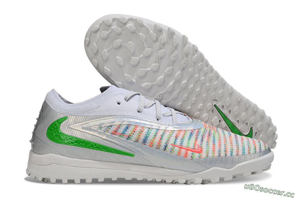 Unisex Nike Phantom 6 Low Elite TF Artificial Turf Low-Tops Football Shoes - White/Electric Green/Coral Pink 2