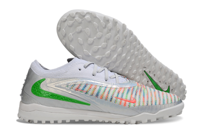 Unisex Nike Phantom 6 Low Elite TF Artificial Turf Low-Tops Football Shoes - White/Electric Green/Coral Pink