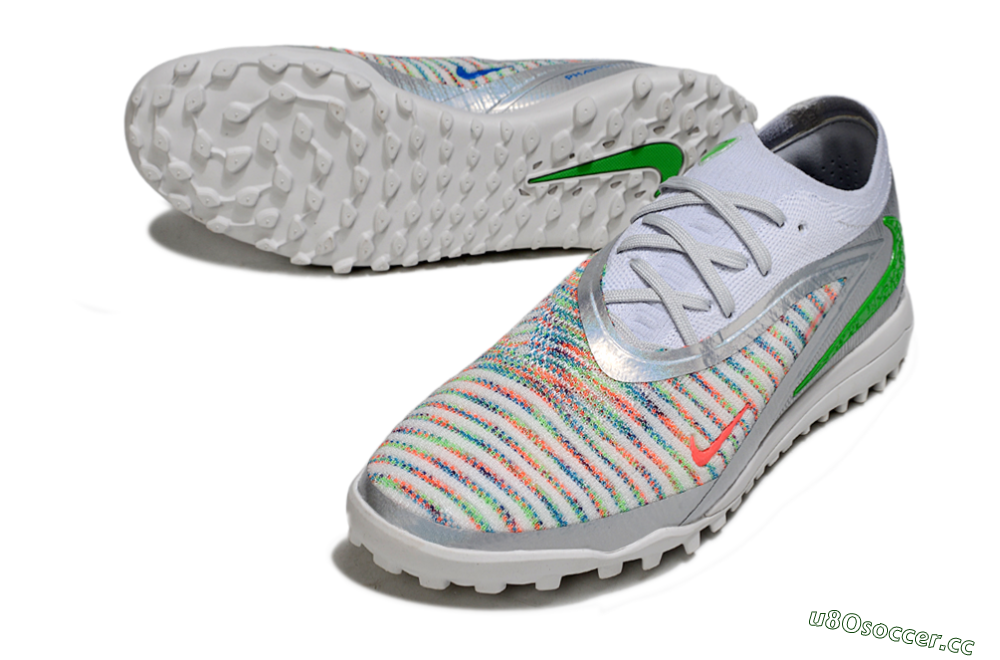 Unisex Nike Phantom 6 Low Elite TF Artificial Turf Low-Tops Football Shoes - White/Electric Green/Coral Pink 3