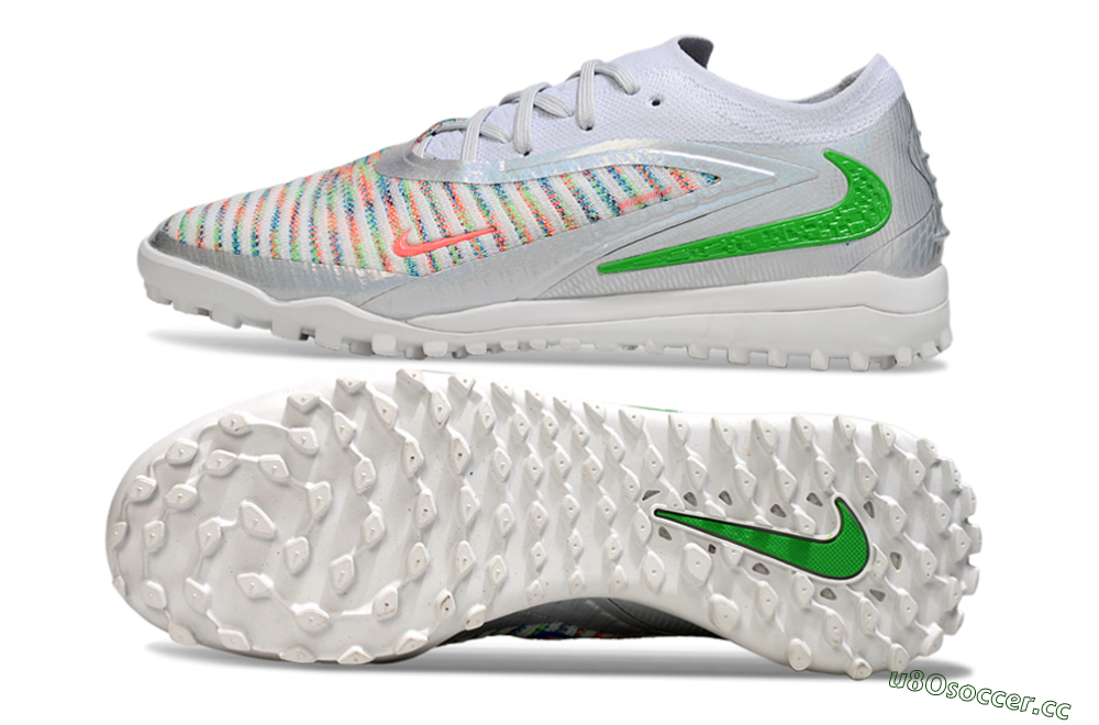 Unisex Nike Phantom 6 Low Elite TF Artificial Turf Low-Tops Football Shoes - White/Electric Green/Coral Pink 1
