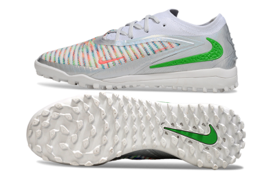Unisex Nike Phantom 6 Low Elite TF Artificial Turf Low-Tops Football Shoes - White/Electric Green/Coral Pink