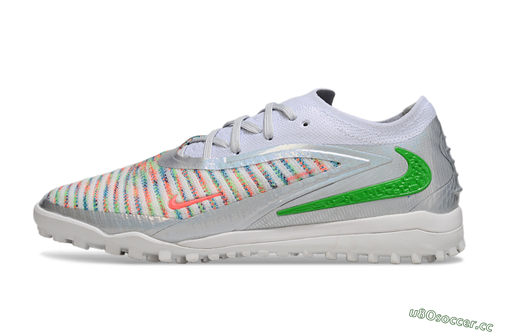 Unisex Nike Phantom 6 Low Elite TF Artificial Turf Low-Tops Football Shoes - White/Electric Green/Coral Pink 0