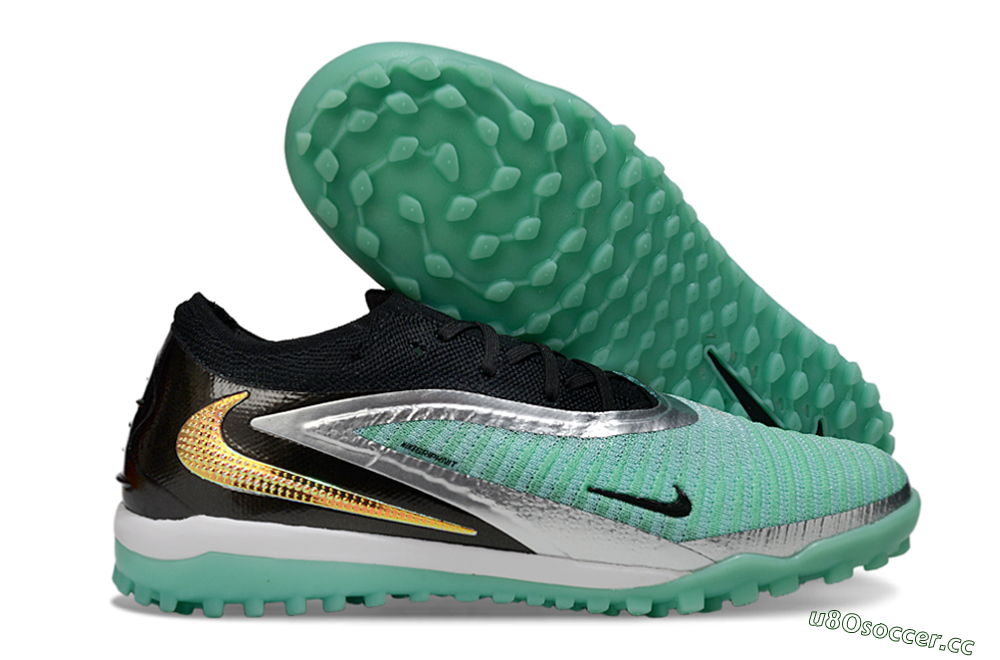 Unisex Nike Phantom 6 Low Elite TF Artificial Turf Low-Tops Football Shoes - Green/Aqua Breeze/Silver Glimmer 2