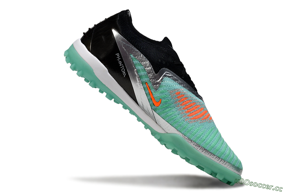 Unisex Nike Phantom 6 Low Elite TF Artificial Turf Low-Tops Football Shoes - Green/Aqua Breeze/Silver Glimmer 4