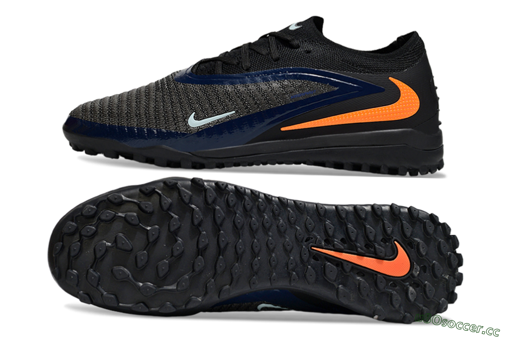 Unisex Nike Phantom 6 Low Elite TF Artificial Turf Low-Tops Football Shoes - Black/Navy Blue/Neon Orange 1