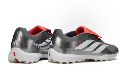 Men's Adidas Predator League Fold-Over Tongue TF Artificial Turf Low-Tops Football Shoes - Gray/Electric Orange/White