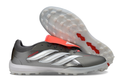 Men's Adidas Predator League Fold-Over Tongue TF Artificial Turf Low-Tops Football Shoes - Gray/Electric Orange/White