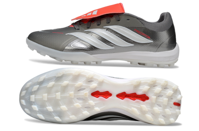 Men's Adidas Predator League Fold-Over Tongue TF Artificial Turf Low-Tops Football Shoes - Gray/Electric Orange/White