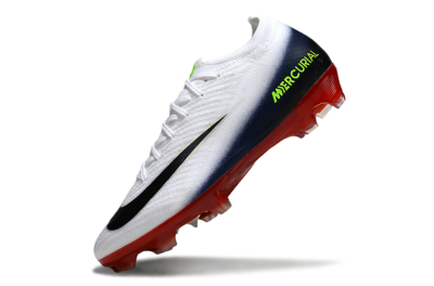 Unisex Nike Air Zoom Mercurial Vapor 16 Elite FG Firm Ground Low-Tops Football Boots - White/Vibrant Red/Navy Blue