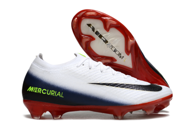 Unisex Nike Air Zoom Mercurial Vapor 16 Elite FG Firm Ground Low-Tops Football Boots - White/Vibrant Red/Navy Blue