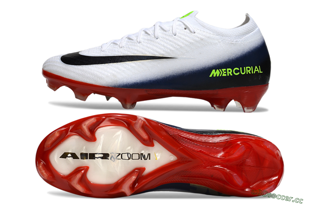 Unisex Nike Air Zoom Mercurial Vapor 16 Elite FG Firm Ground Low-Tops Football Boots - White/Vibrant Red/Navy Blue 1