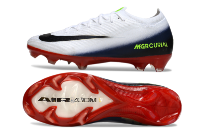 Unisex Nike Air Zoom Mercurial Vapor 16 Elite FG Firm Ground Low-Tops Football Boots - White/Vibrant Red/Navy Blue