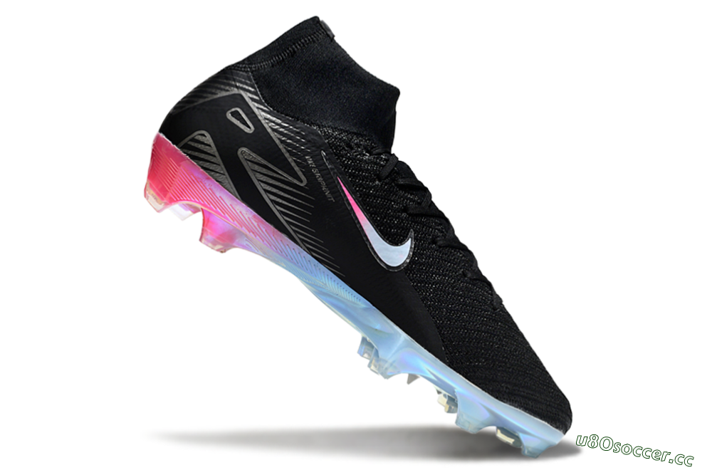 Unisex Nike Air Zoom Mercurial Superfly 10 Elite FG Firm Ground High-Tops Football Boots - Black/Iridescent Pink/Iridescent Blue 4