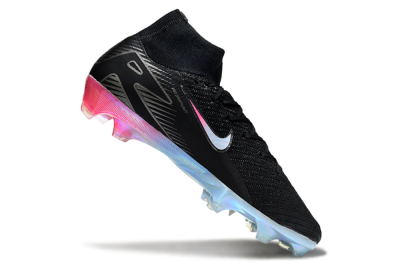 Unisex Nike Air Zoom Mercurial Superfly 10 Elite FG Firm Ground High-Tops Football Boots - Black/Iridescent Pink/Iridescent Blue