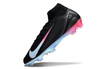 Unisex Nike Air Zoom Mercurial Superfly 10 Elite FG Firm Ground High-Tops Football Boots - Black/Iridescent Pink/Iridescent Blue