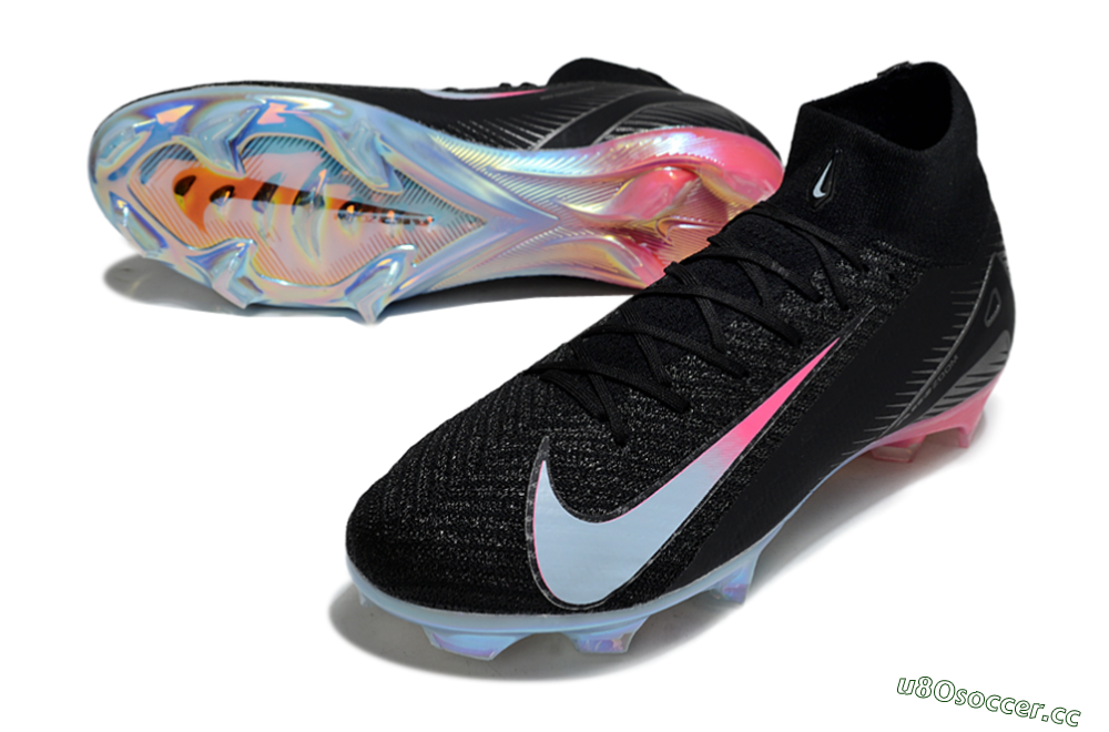 Unisex Nike Air Zoom Mercurial Superfly 10 Elite FG Firm Ground High-Tops Football Boots - Black/Iridescent Pink/Iridescent Blue 3