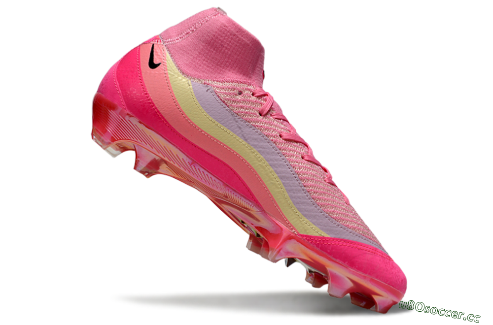 Unisex Nike Air Zoom Mercurial Superfly 10 Elite FG Firm Ground High-Tops Football Boots - Pink/Blazing Pink/Sunny Yellow 4