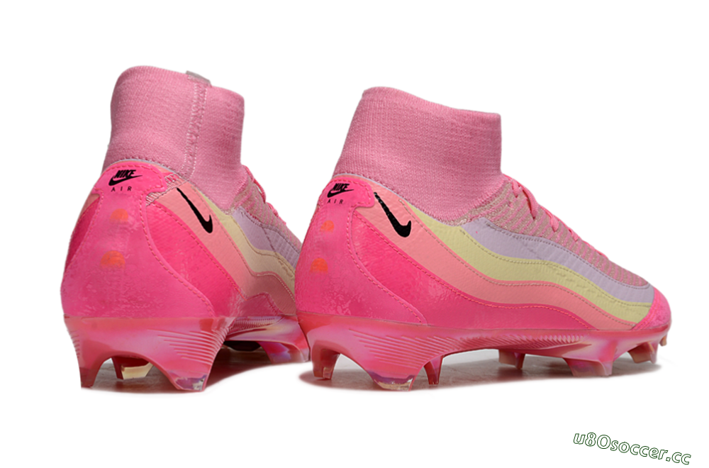 Unisex Nike Air Zoom Mercurial Superfly 10 Elite FG Firm Ground High-Tops Football Boots - Pink/Blazing Pink/Sunny Yellow 6