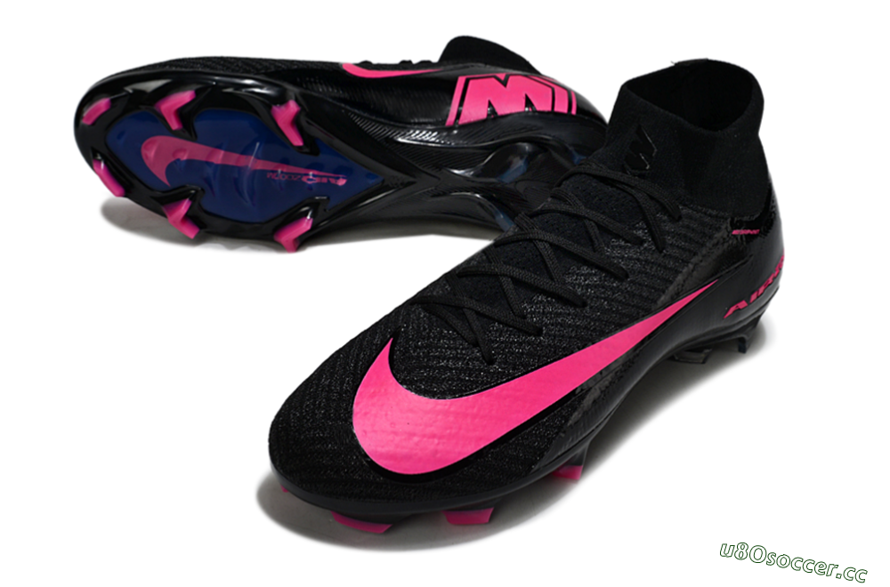Unisex Nike Air Zoom Mercurial Superfly 10 Elite FG Firm Ground High-Tops Football Boots - Black/Neon Pink/Blue Burst 3