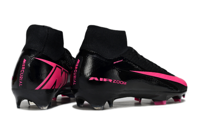 Unisex Nike Air Zoom Mercurial Superfly 10 Elite FG Firm Ground High-Tops Football Boots - Black/Neon Pink/Blue Burst