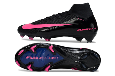 Unisex Nike Air Zoom Mercurial Superfly 10 Elite FG Firm Ground High-Tops Football Boots - Black/Neon Pink/Blue Burst