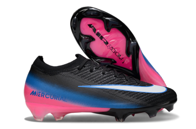 Unisex Nike Air Zoom Mercurial Vapor 16 Elite FG Firm Ground Low-Tops Football Boots - Black/Electric Blue/Pink Blast