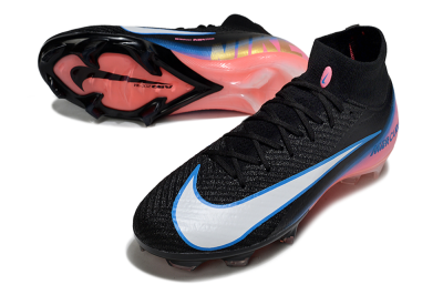 Unisex Nike Air Zoom Mercurial Superfly 10 Elite FG Firm Ground High-Tops Football Boots - Black/Sky Blue/Flame Pink