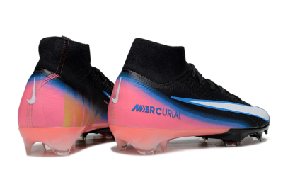Unisex Nike Air Zoom Mercurial Superfly 10 Elite FG Firm Ground High-Tops Football Boots - Black/Sky Blue/Flame Pink