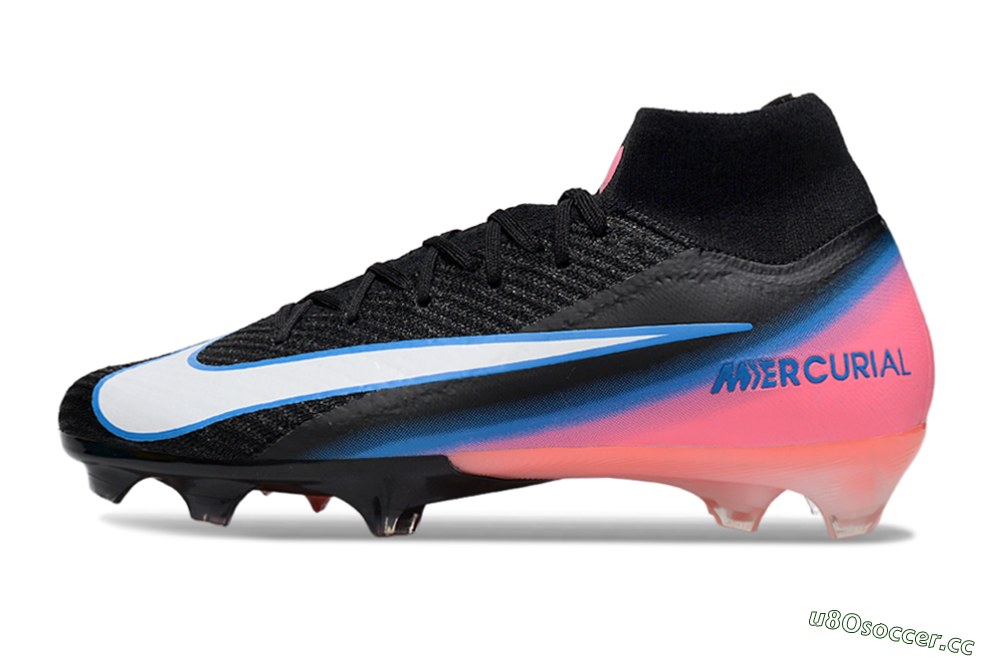 Unisex Nike Air Zoom Mercurial Superfly 10 Elite FG Firm Ground High-Tops Football Boots - Black/Sky Blue/Flame Pink 0