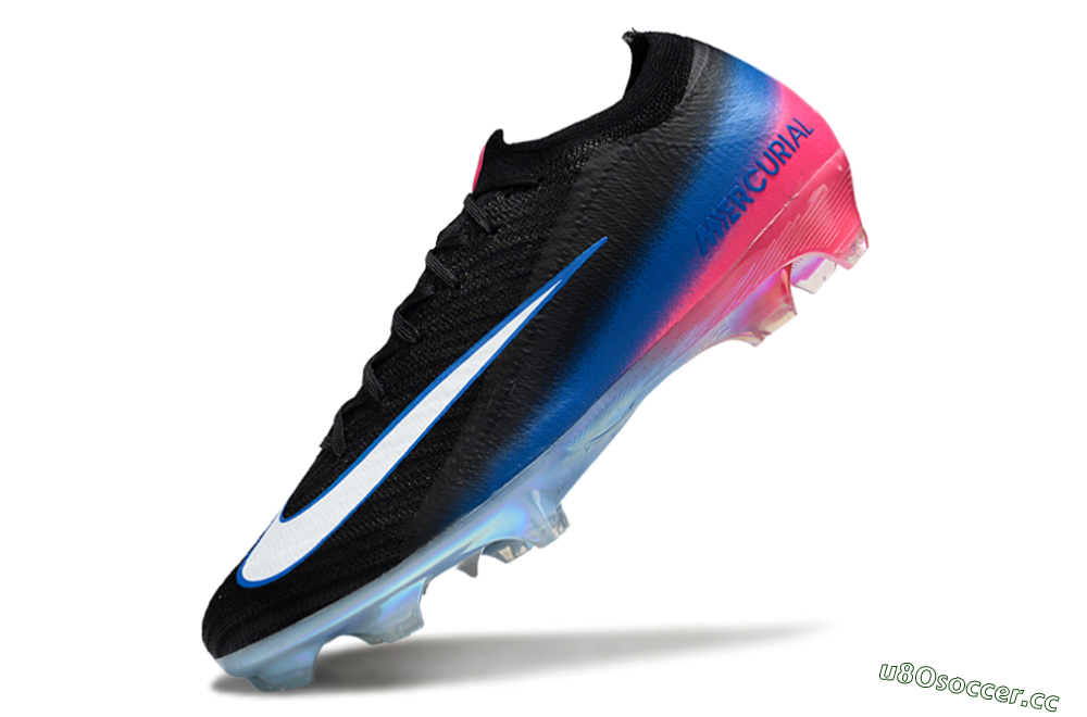 Unisex Nike Air Zoom Mercurial Vapor 16 Elite FG Firm Ground Low-Tops Football Boots - Black/Electric Blue/Pink Fury 5