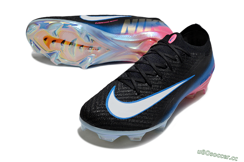 Unisex Nike Air Zoom Mercurial Vapor 16 Elite FG Firm Ground Low-Tops Football Boots - Black/Electric Blue/Pink Fury 3