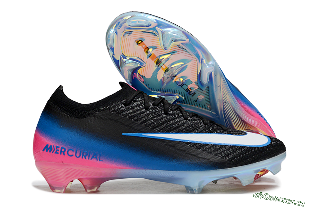 Unisex Nike Air Zoom Mercurial Vapor 16 Elite FG Firm Ground Low-Tops Football Boots - Black/Electric Blue/Pink Fury 2