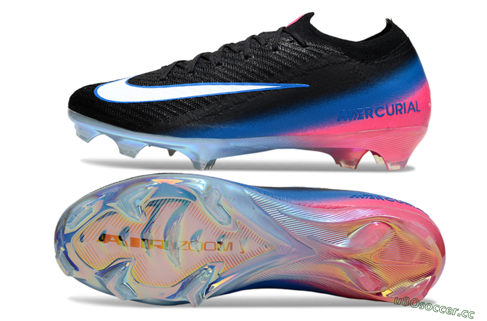 Unisex Nike Air Zoom Mercurial Vapor 16 Elite FG Firm Ground Low-Tops Football Boots - Black/Electric Blue/Pink Fury 1