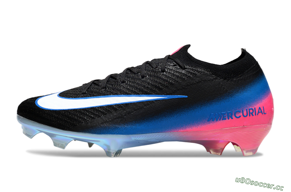 Unisex Nike Air Zoom Mercurial Vapor 16 Elite FG Firm Ground Low-Tops Football Boots - Black/Electric Blue/Pink Fury 0