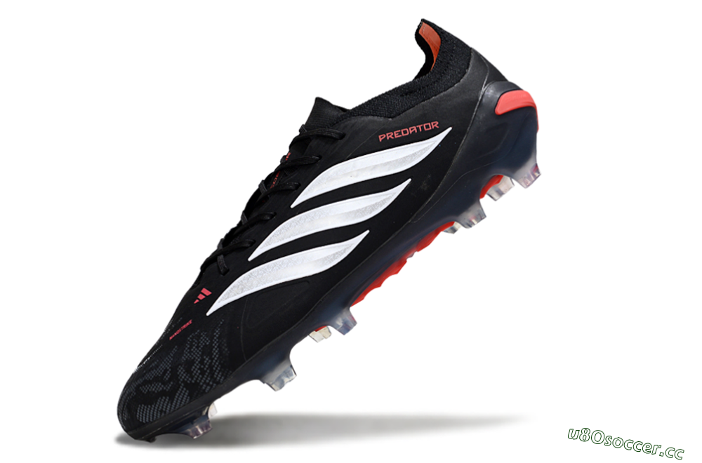 Men's Adidas Predator 26 Elite FG Firm Ground Low-Tops Football Boots - Black/Red/White 5