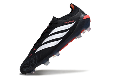 Men's Adidas Predator 26 Elite FG Firm Ground Low-Tops Football Boots - Black/Red/White