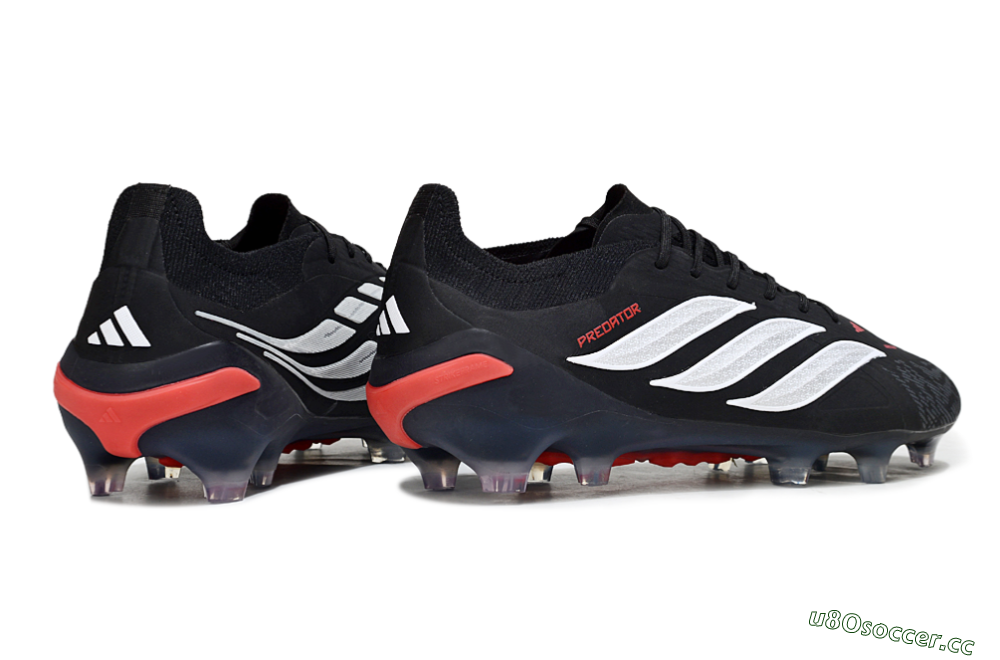 Men's Adidas Predator 26 Elite FG Firm Ground Low-Tops Football Boots - Black/Red/White 6